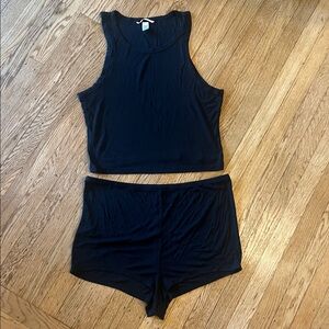 Victoria's Secret Black ultra cozy tank top and short pajama set